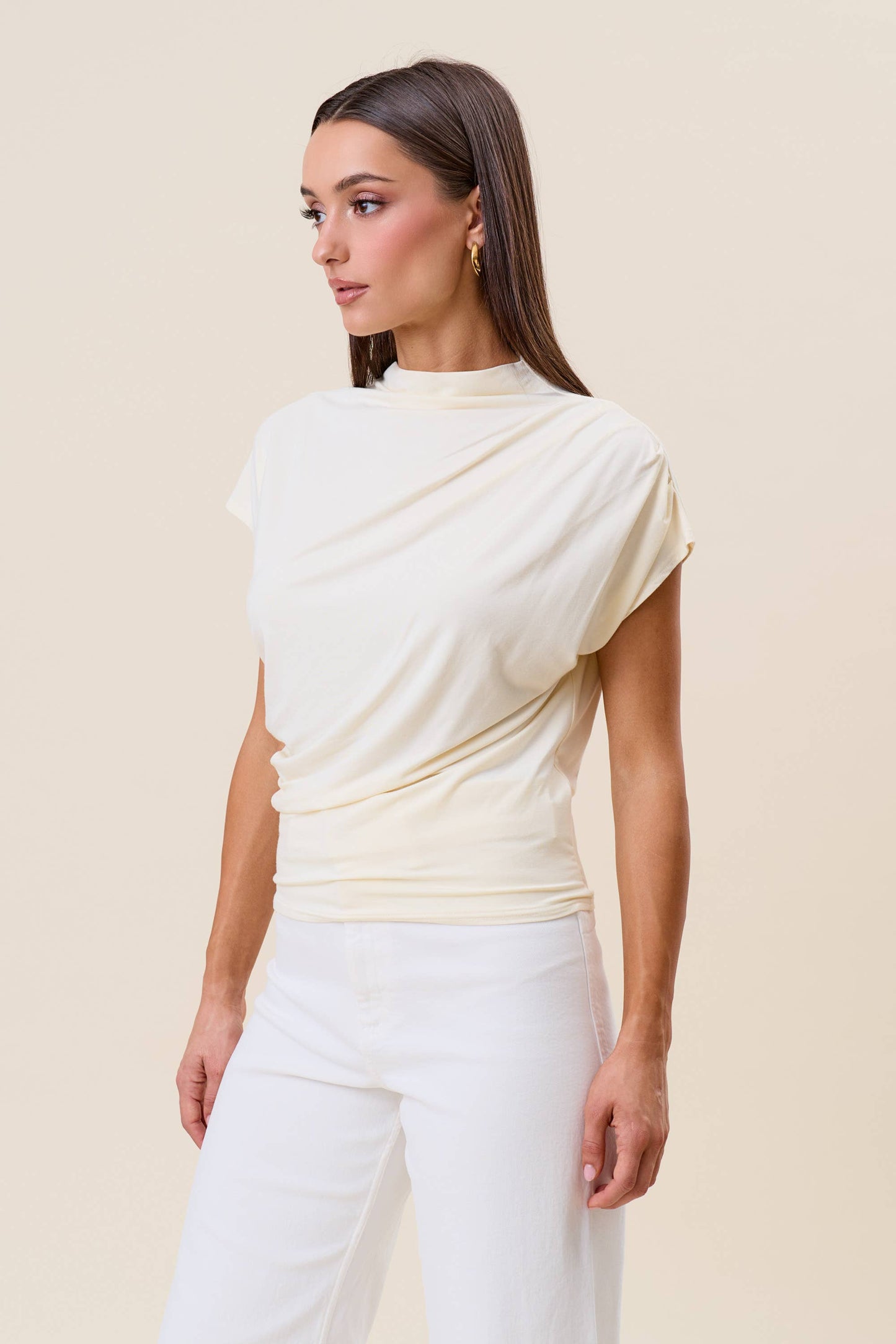 Draped jersey top