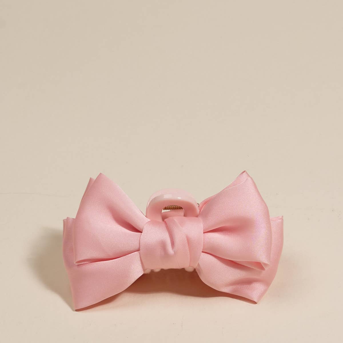 Mini Satin Bow Claw Clip–Blush