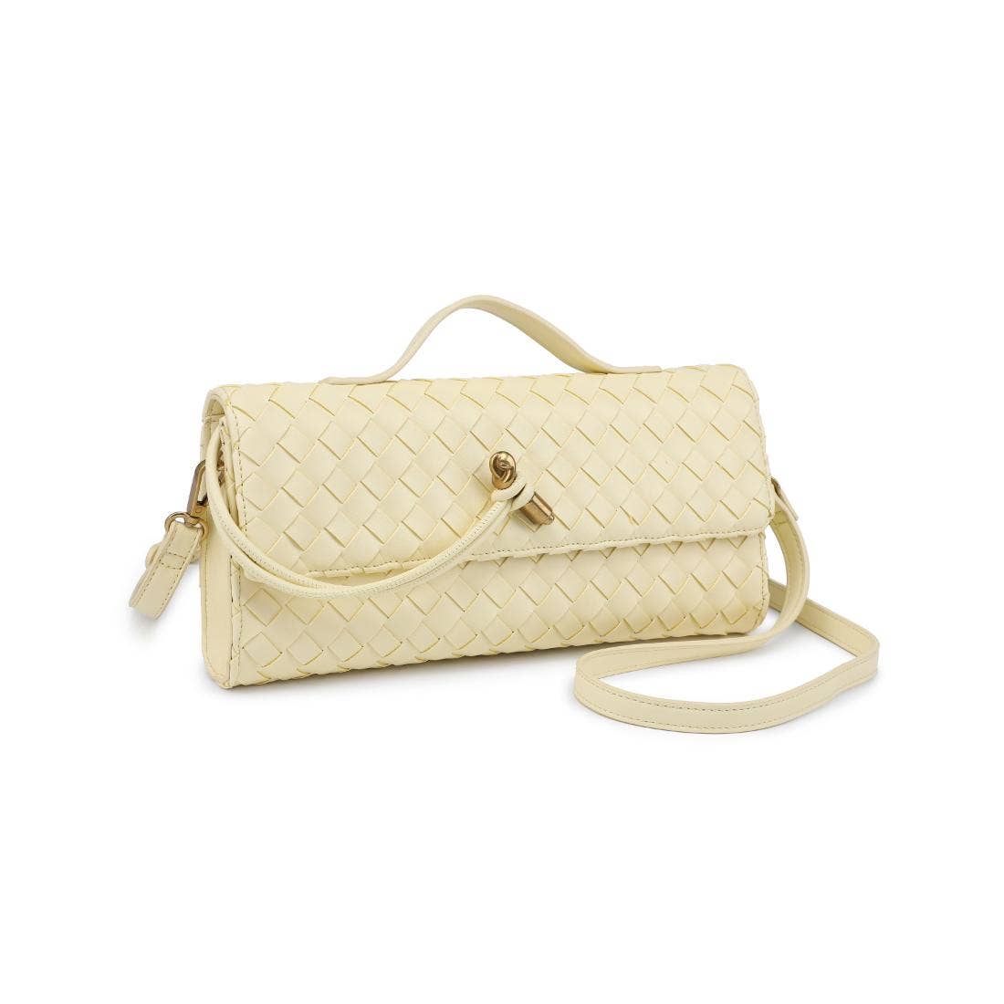 Ada Top Handle Woven East West Clutch Crossbody