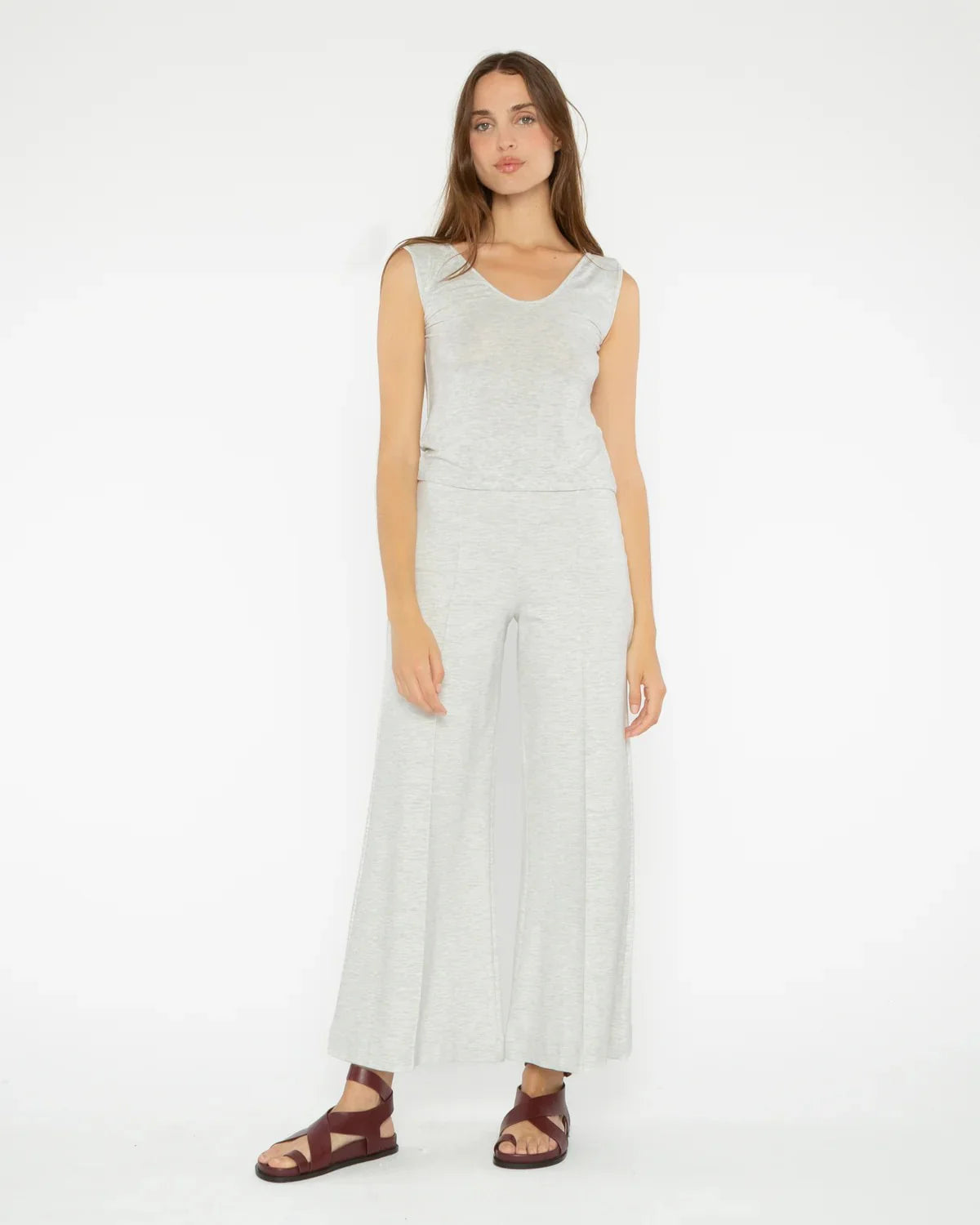Ponte Knit Wide Leg Pant - Cropped
