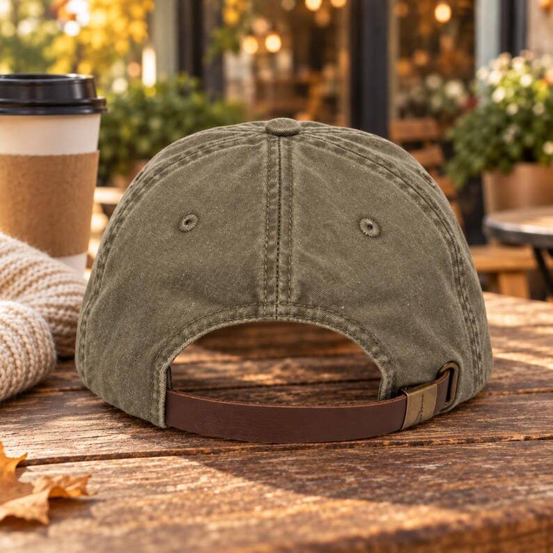 Coffee Cup Embroidered Hat - Olive