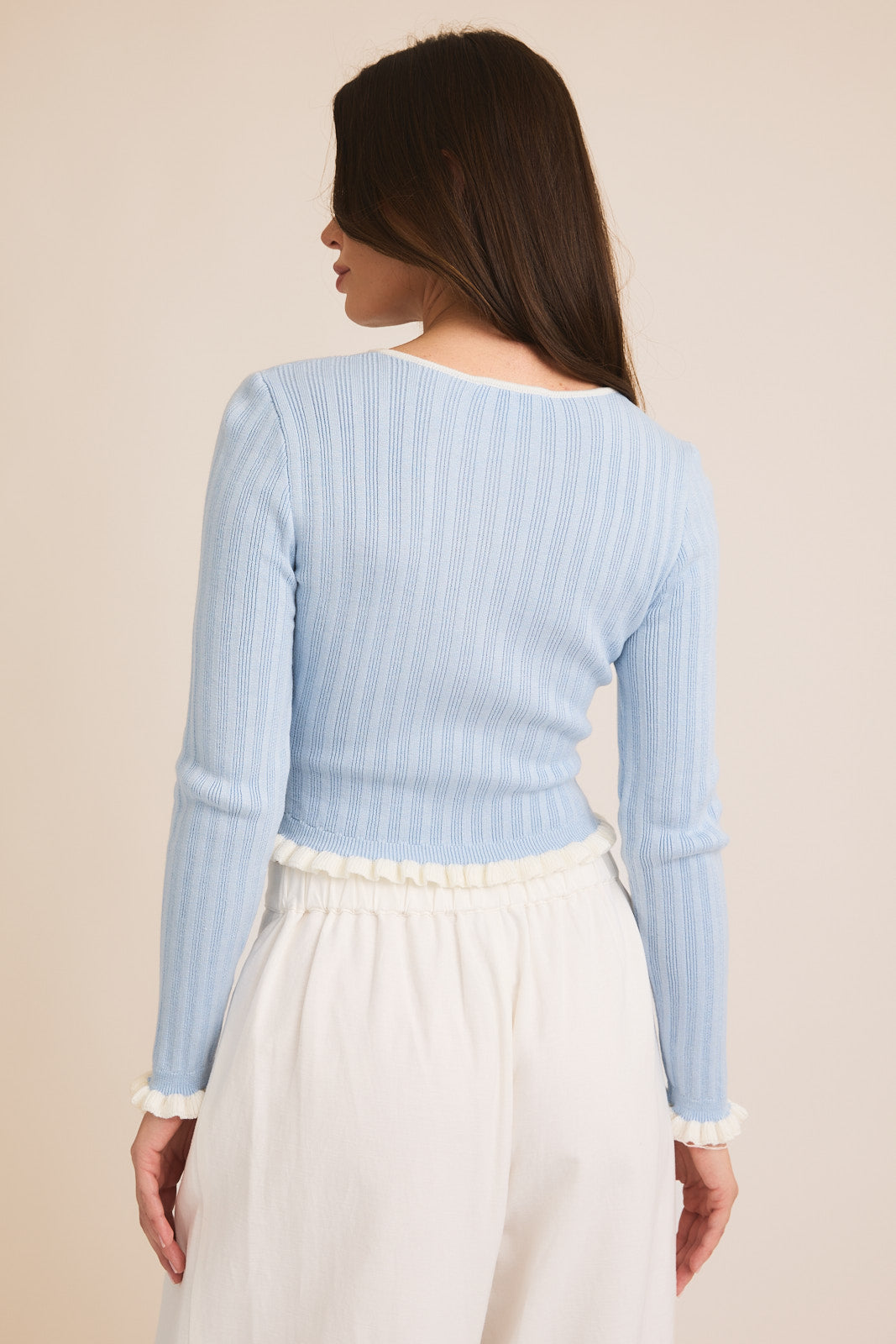 Ruffle Detail Ribbed Top
