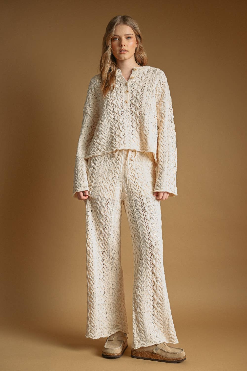 Cable Button Front Sweater