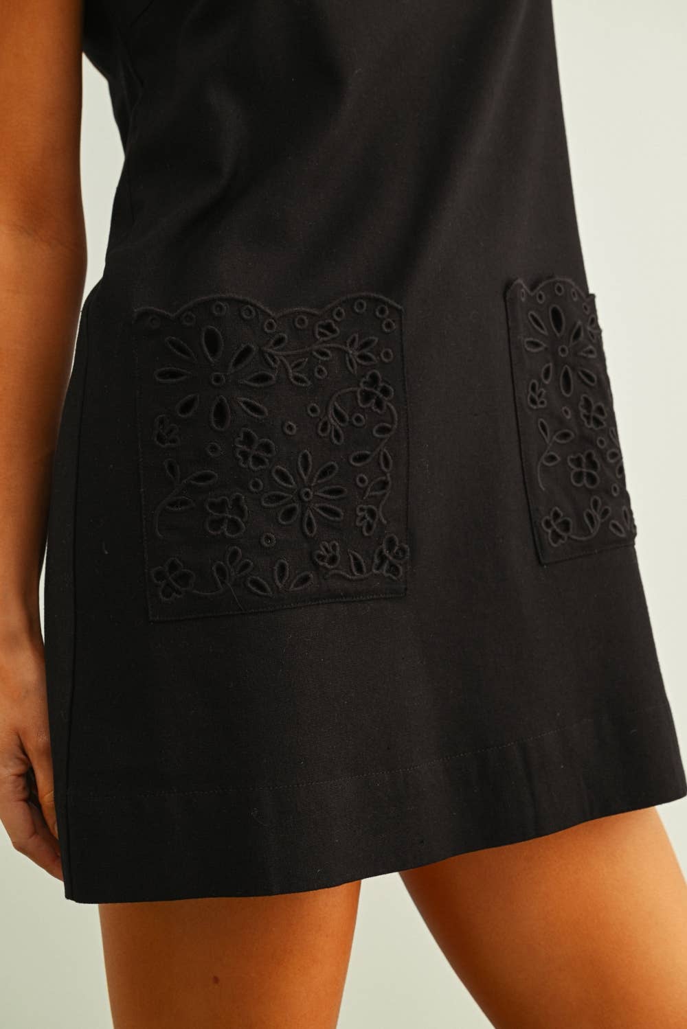 Eyelet you in mini dress