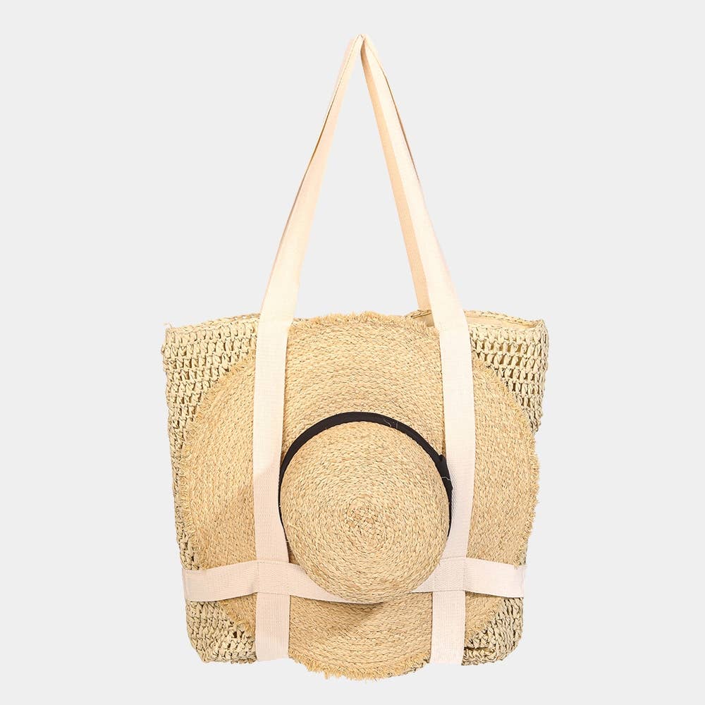 Straw Braided Hat Carrier Tote Bag