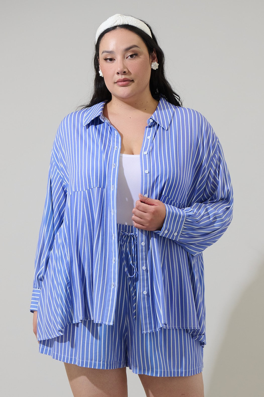 elise striped boyfriend button down-curvy