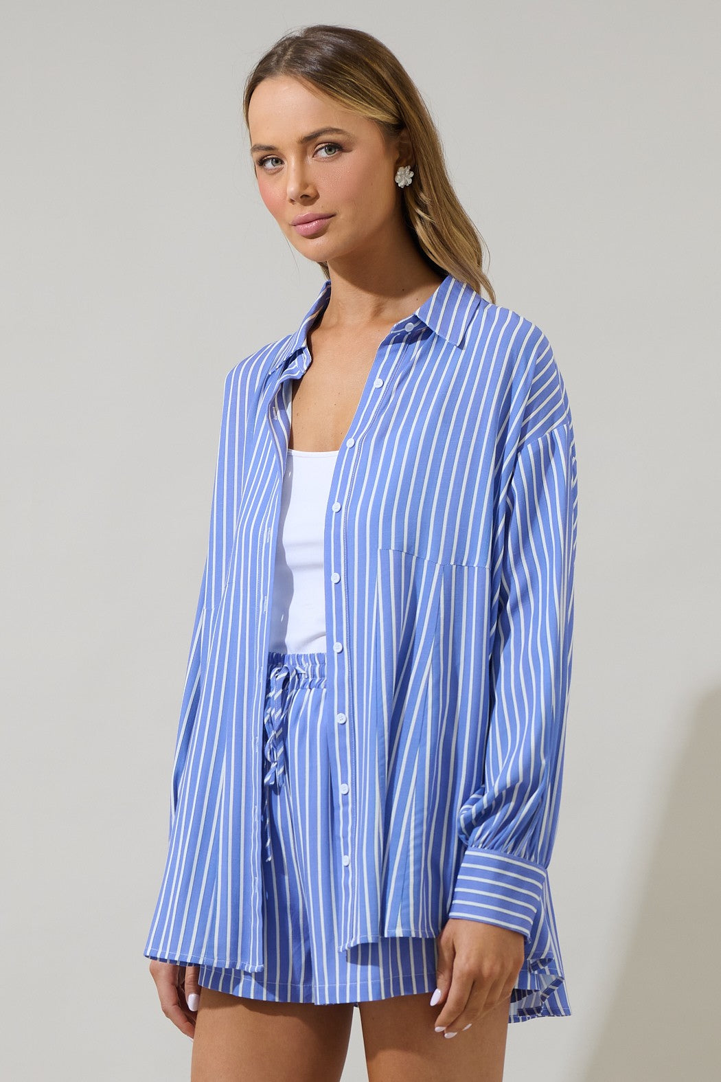 elise striped boyfriend button down