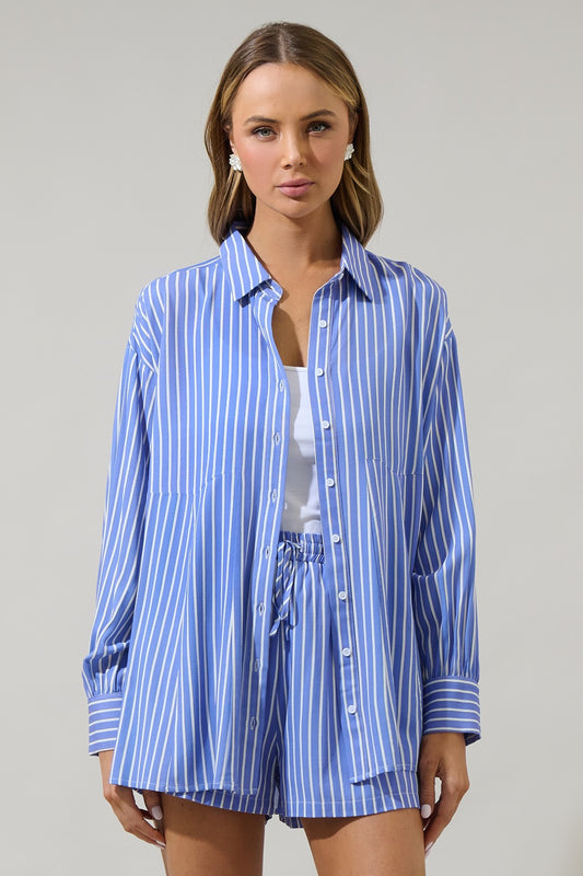 elise striped boyfriend button down