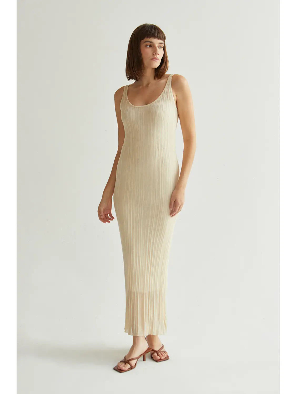 emberly semi sheer ribbed maxi dress