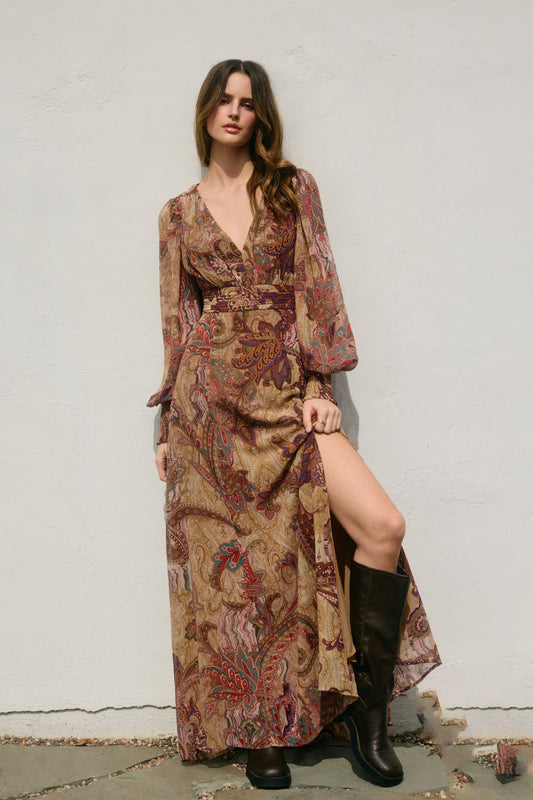 Wishing Well Plunging Maxi Dress
