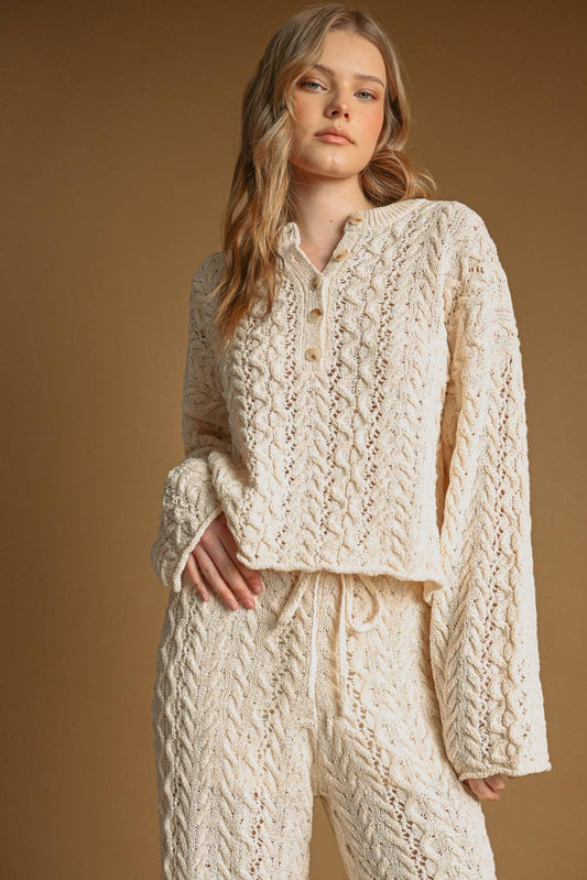 Cable Button Front Sweater