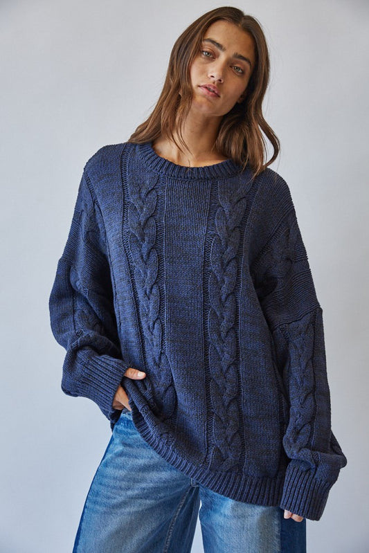 cabin fever relaxed cable knit sweater