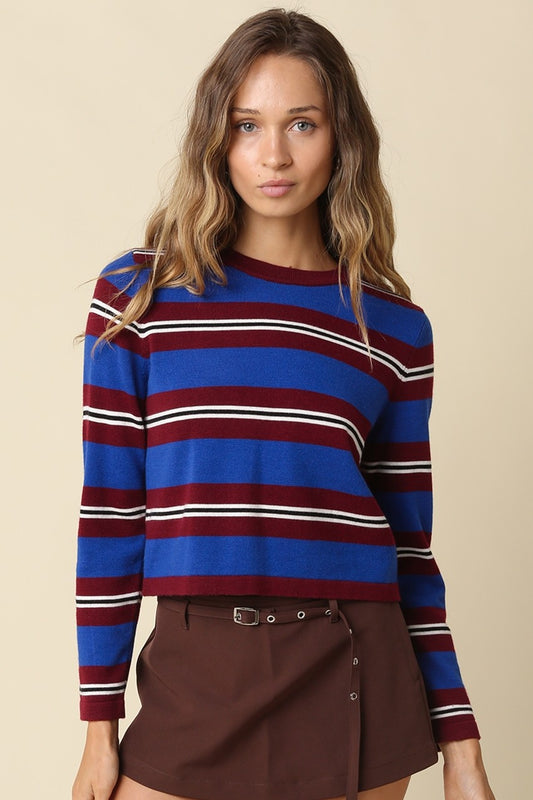 maxine stripe crop knit top