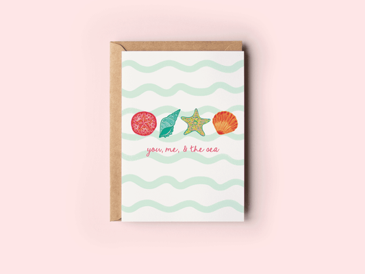 You Me & the Sea Beach Coastal Seashell Greeting Card