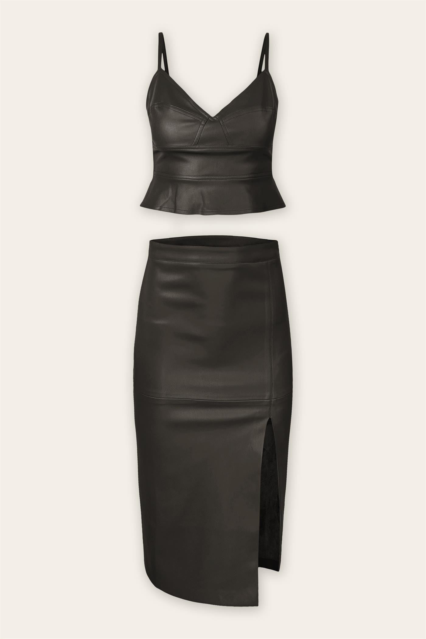polly faux leather midi skirt
