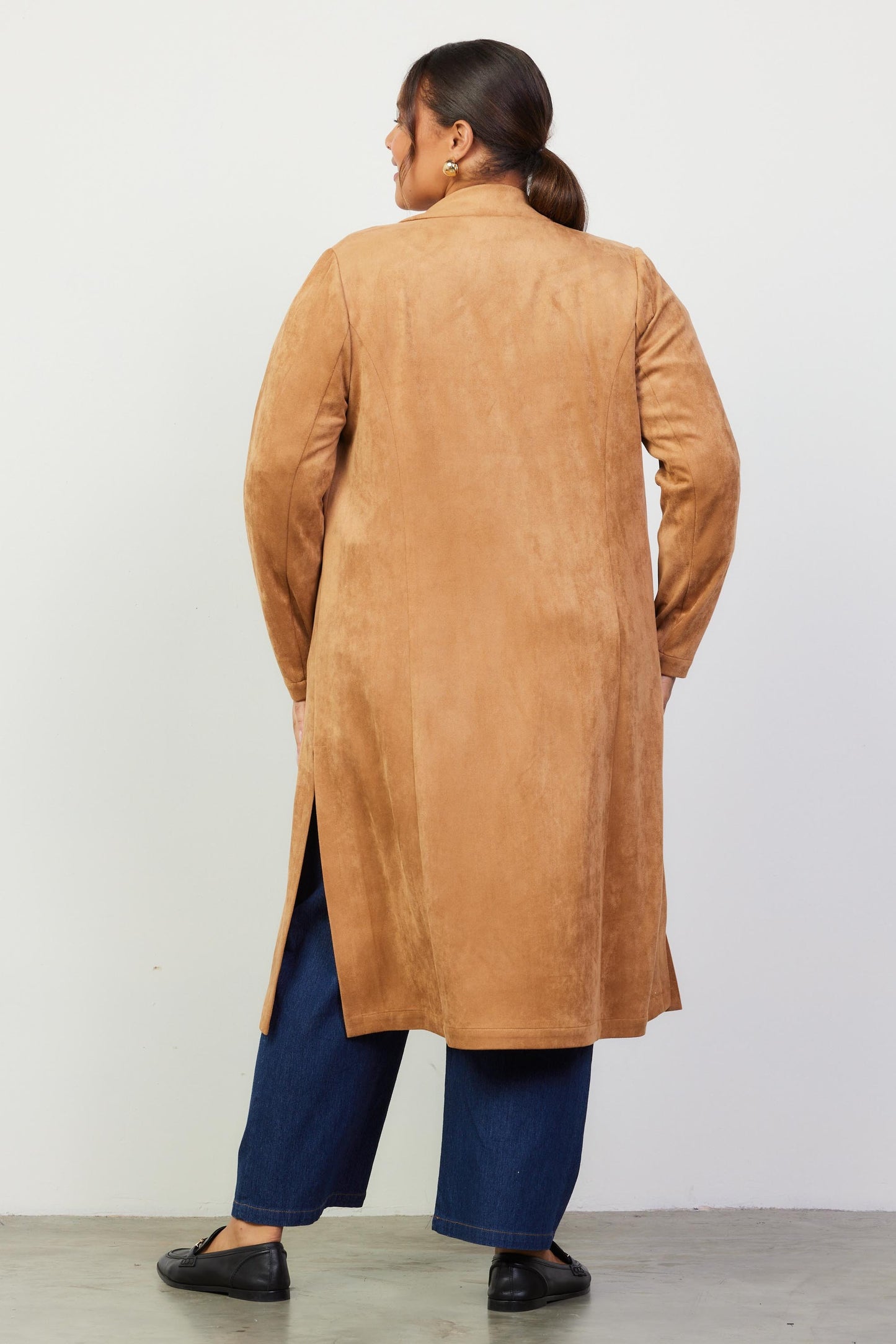 faux suede duster-curvy