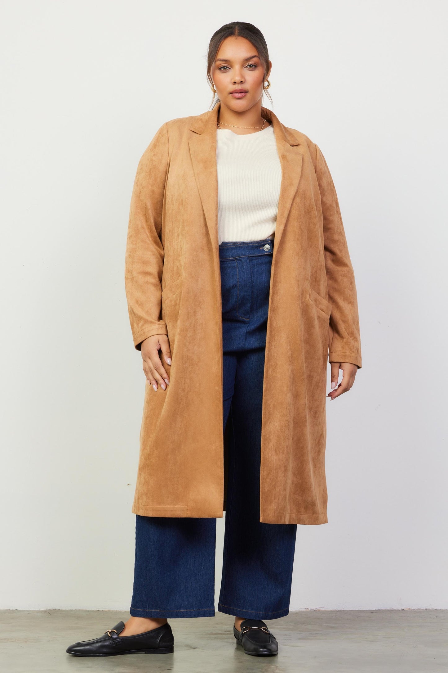 faux suede duster-curvy