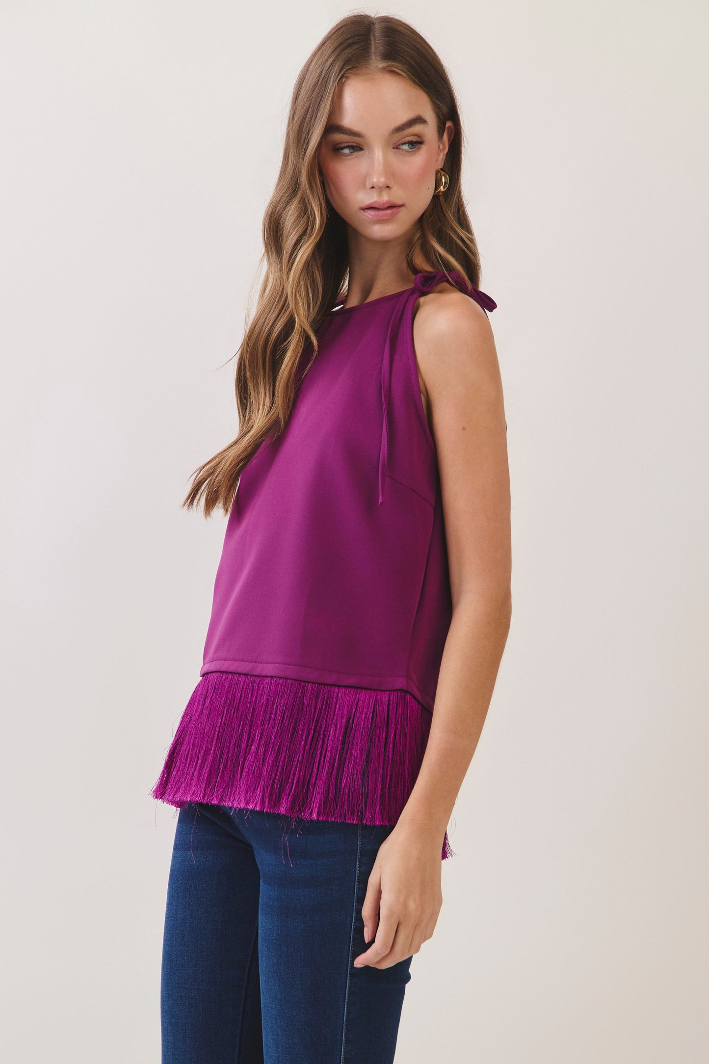 faye fringe hem tank