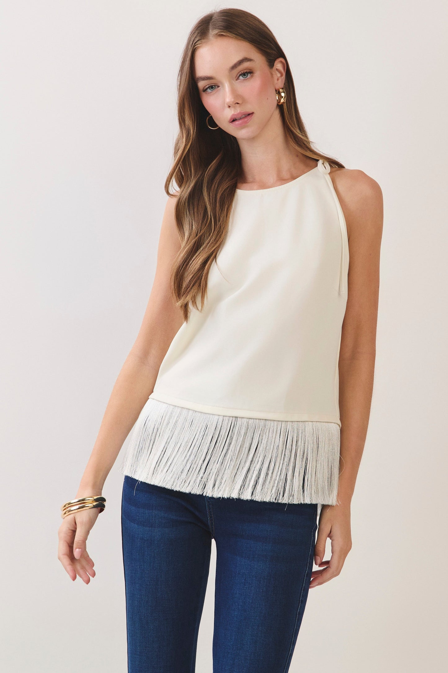 faye fringe hem tank