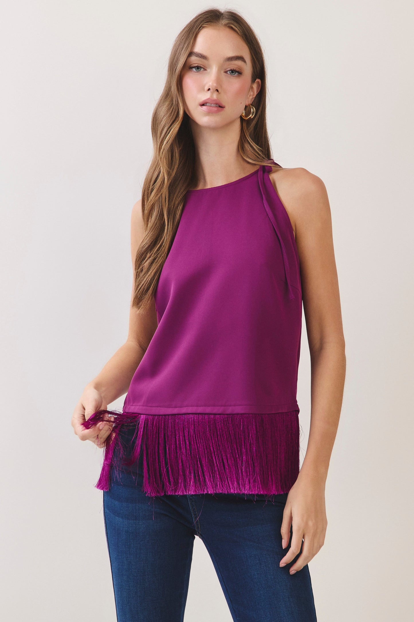 faye fringe hem tank