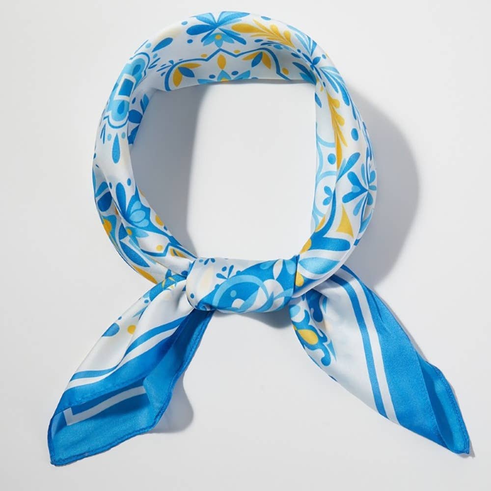Mosaic Tiles Print Square Bandana Scarf