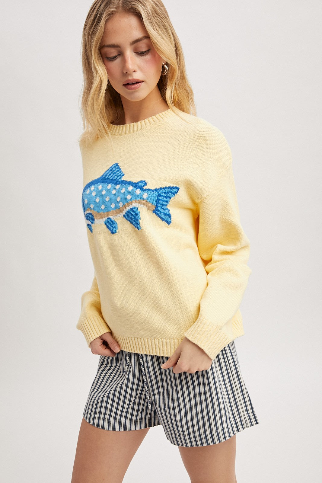 fish graphic coastal sweater