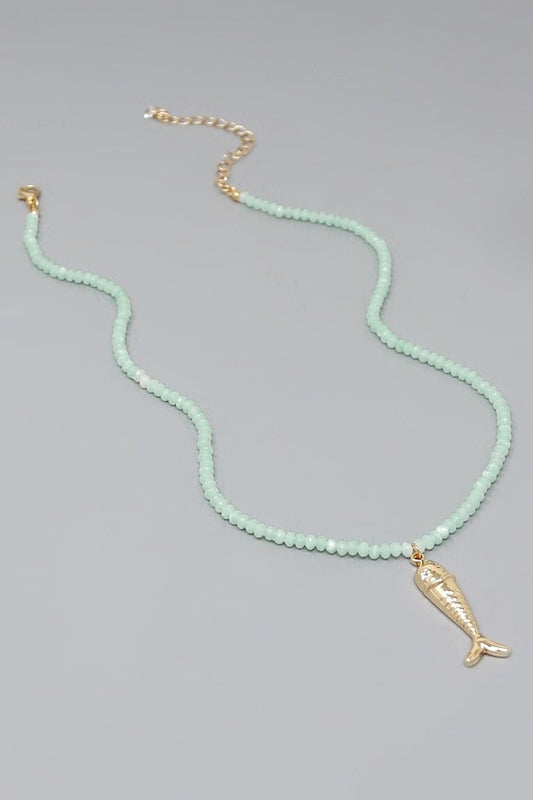 fish pendant beaded necklace