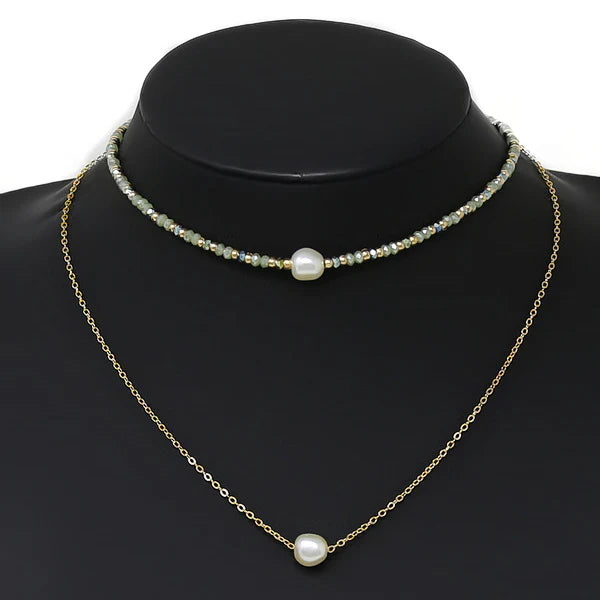 floating pearl layered necklace