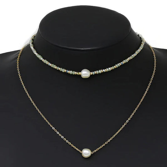 floating pearl layered necklace