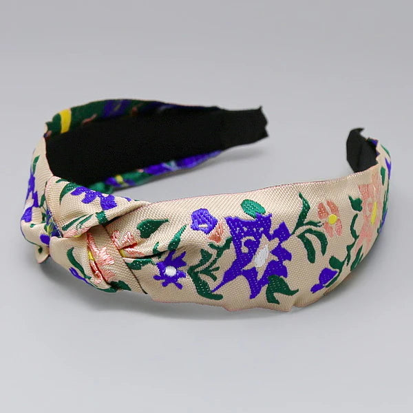 floral print embroidered headband