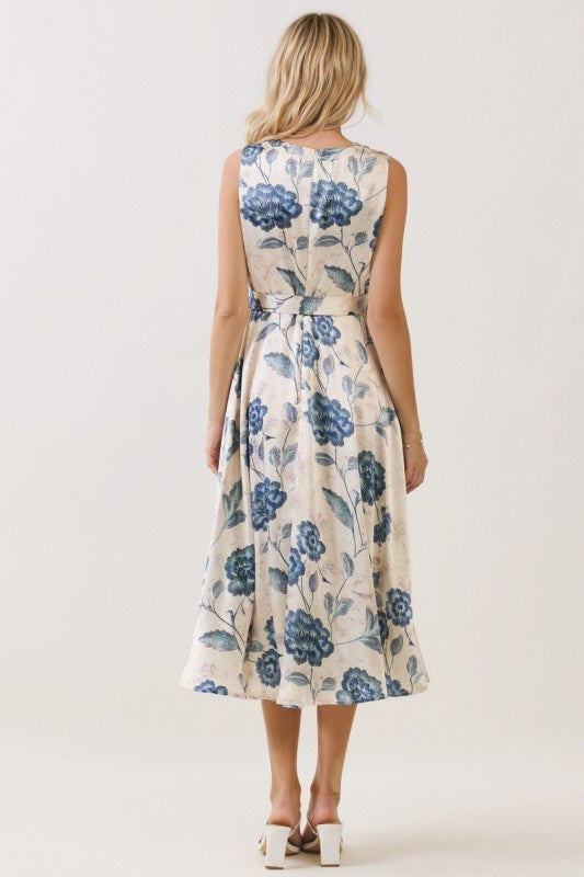 floral belted midi dress
