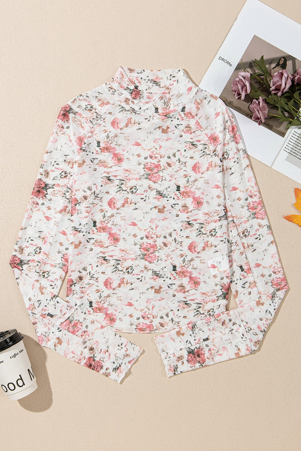 floral ls mesh top