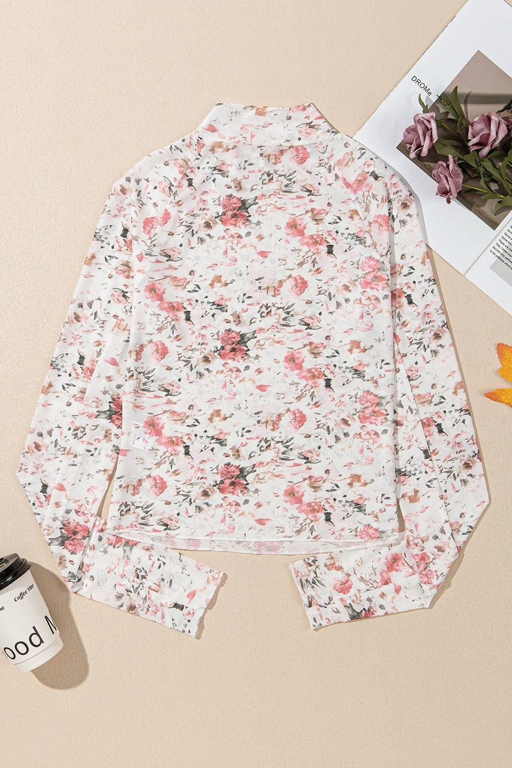 floral ls mesh top