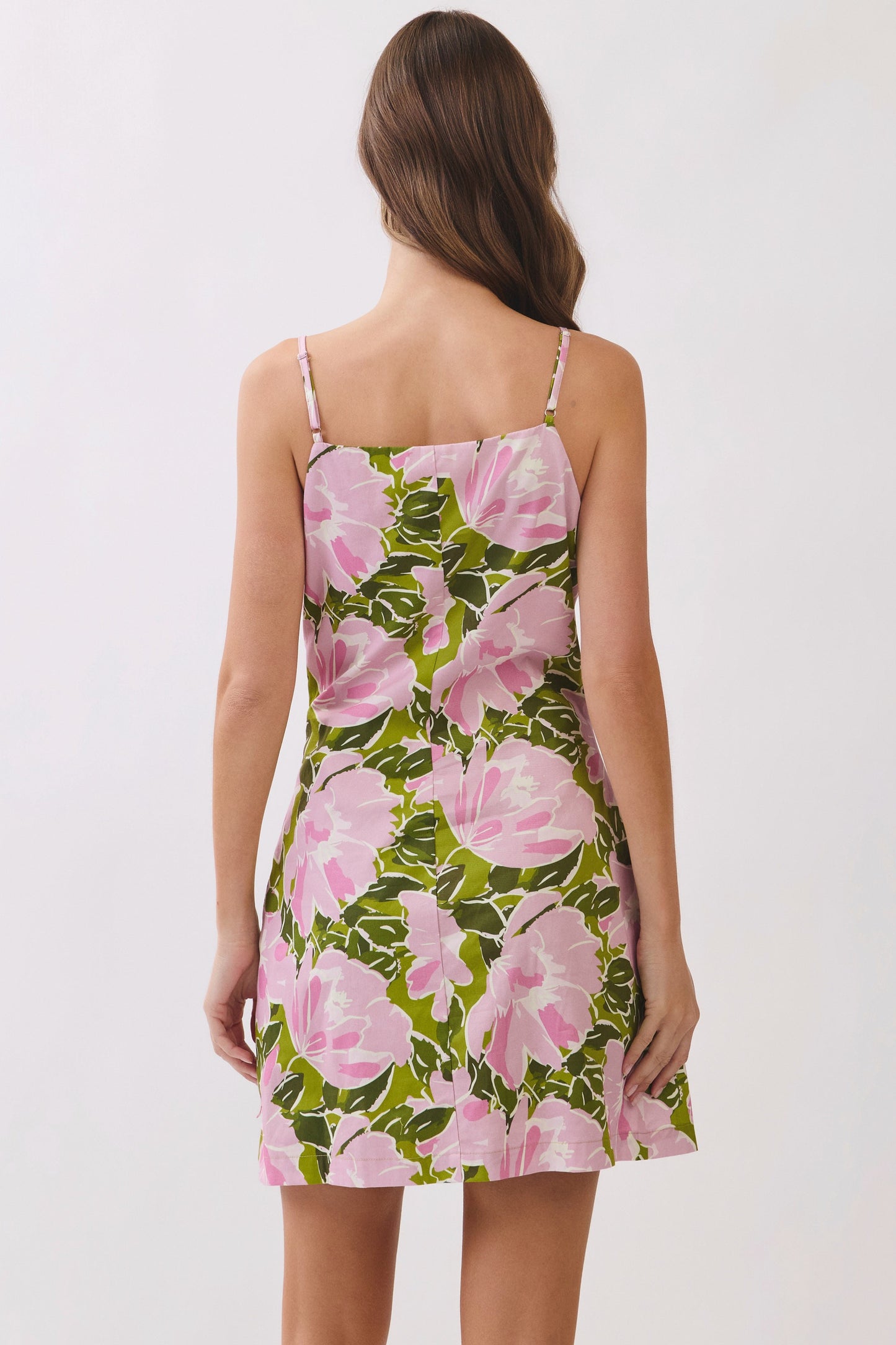 floral square neck mini dress