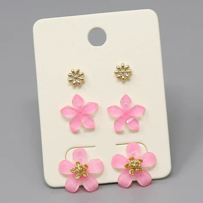 flower stud earring set