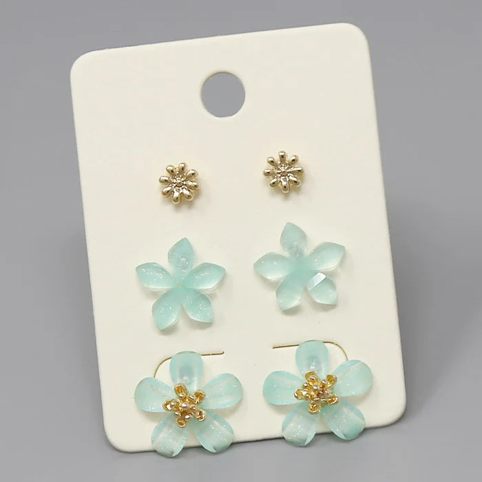 flower stud earring set