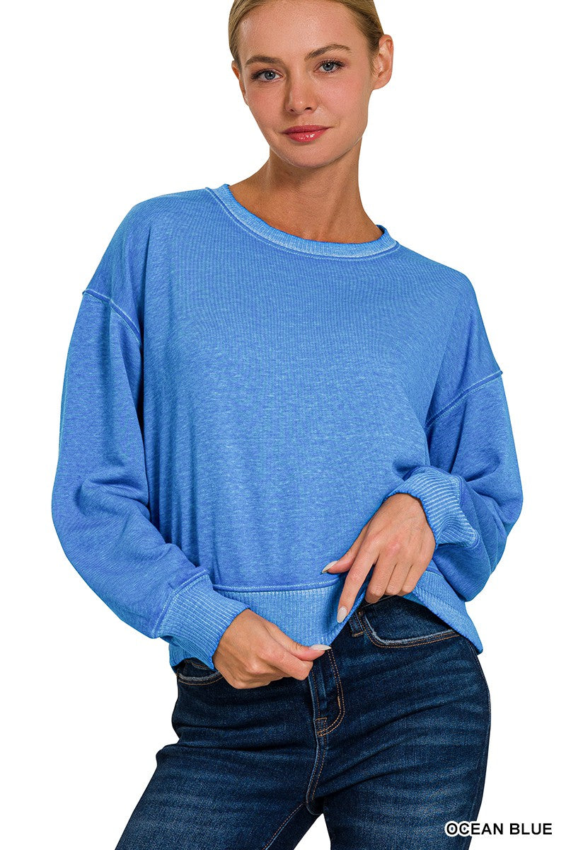 french terry boat neck pullover