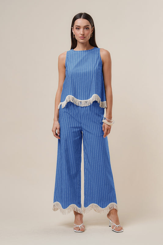 fringe stripe pants