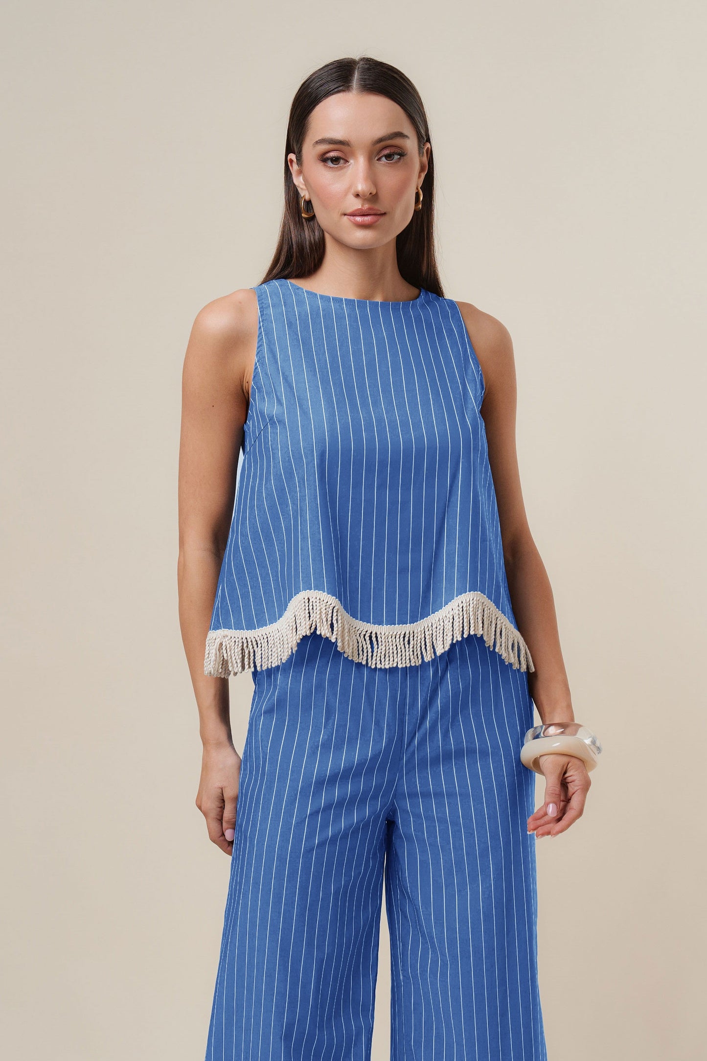 fringe stripe pants