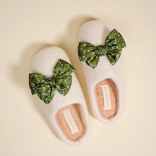 fuzzy flippers-betty bow everbloom forest green