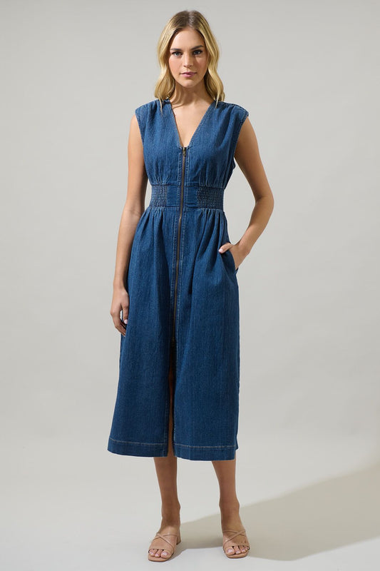 gabriella denim midi dress