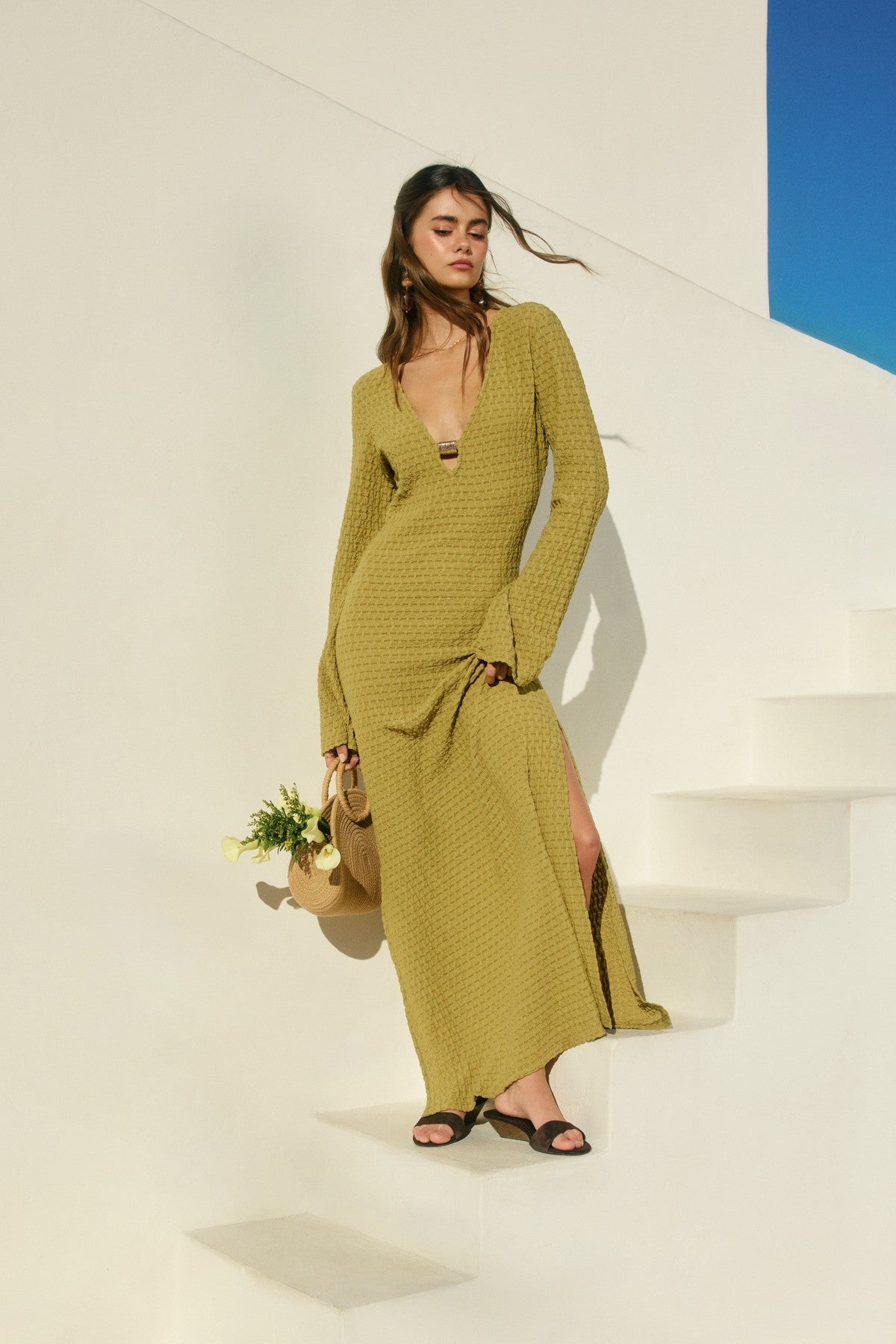 golden hour textured maxi dress