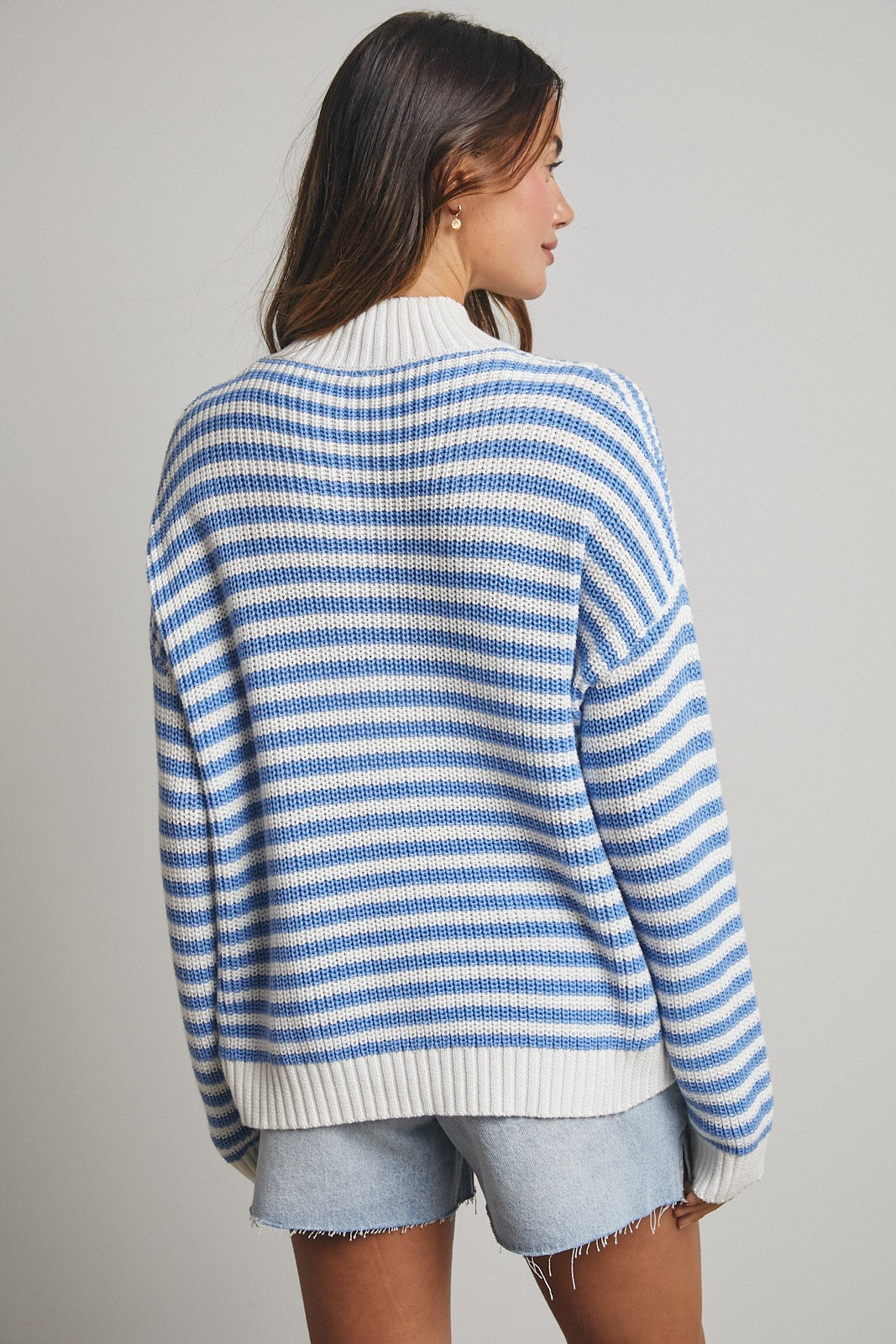 gone coastal half zip stripe sweater