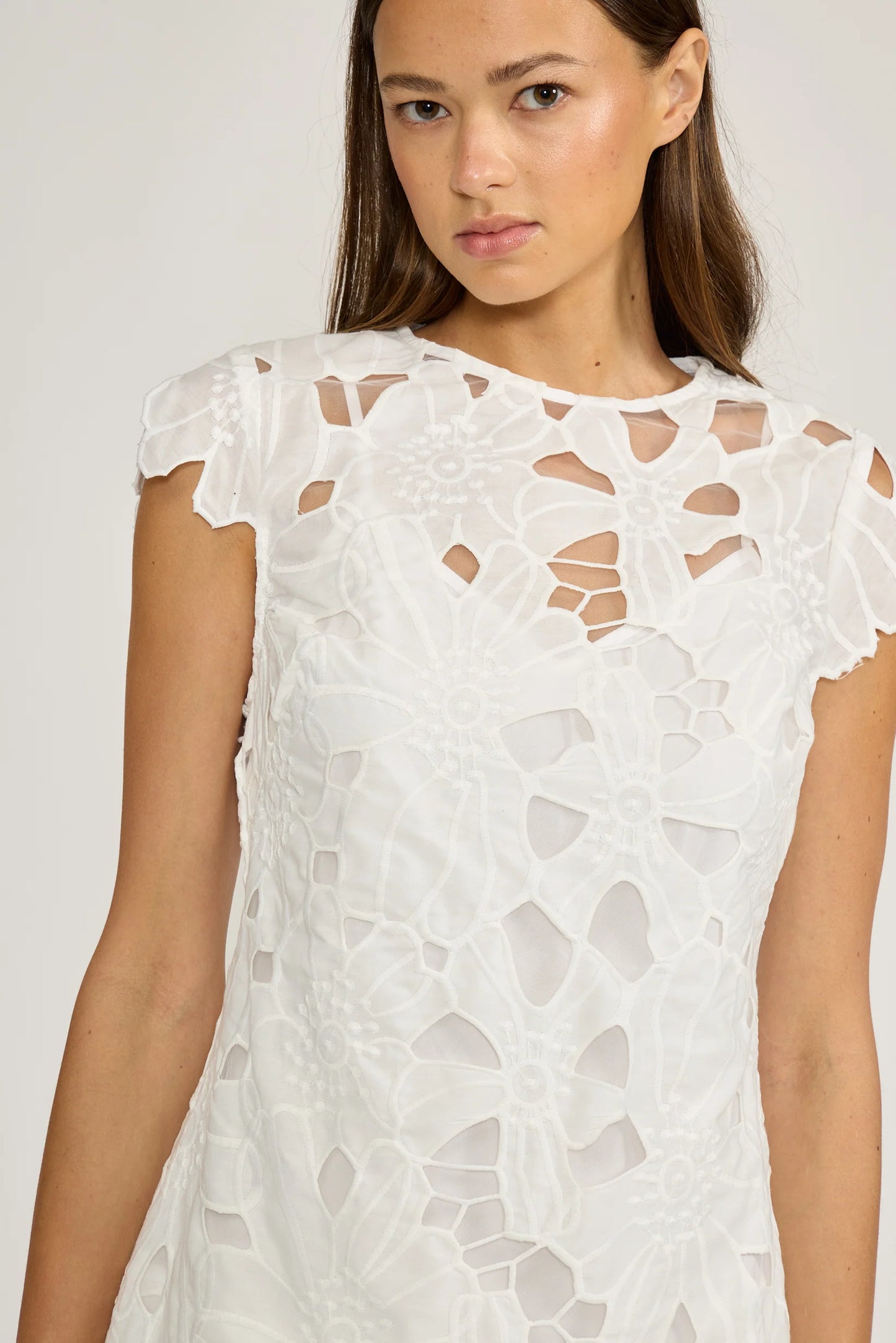 greta eyelet mini dress
