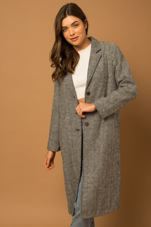 herringbone long jacket