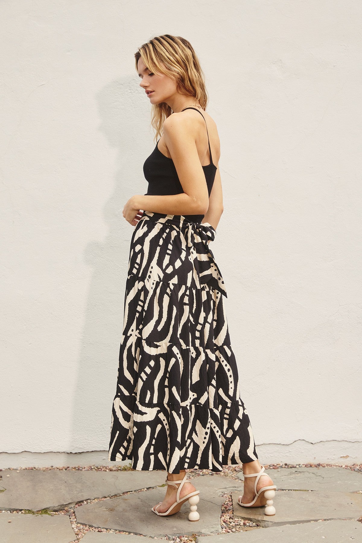 hide and seek tie sash midi skirt