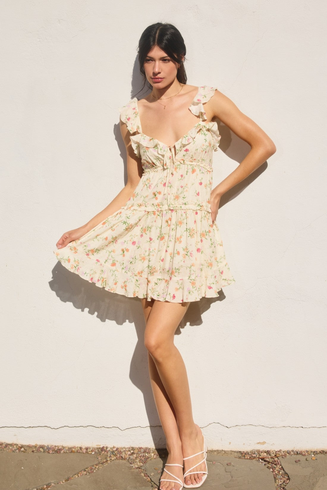 honey butter tiered mini dress