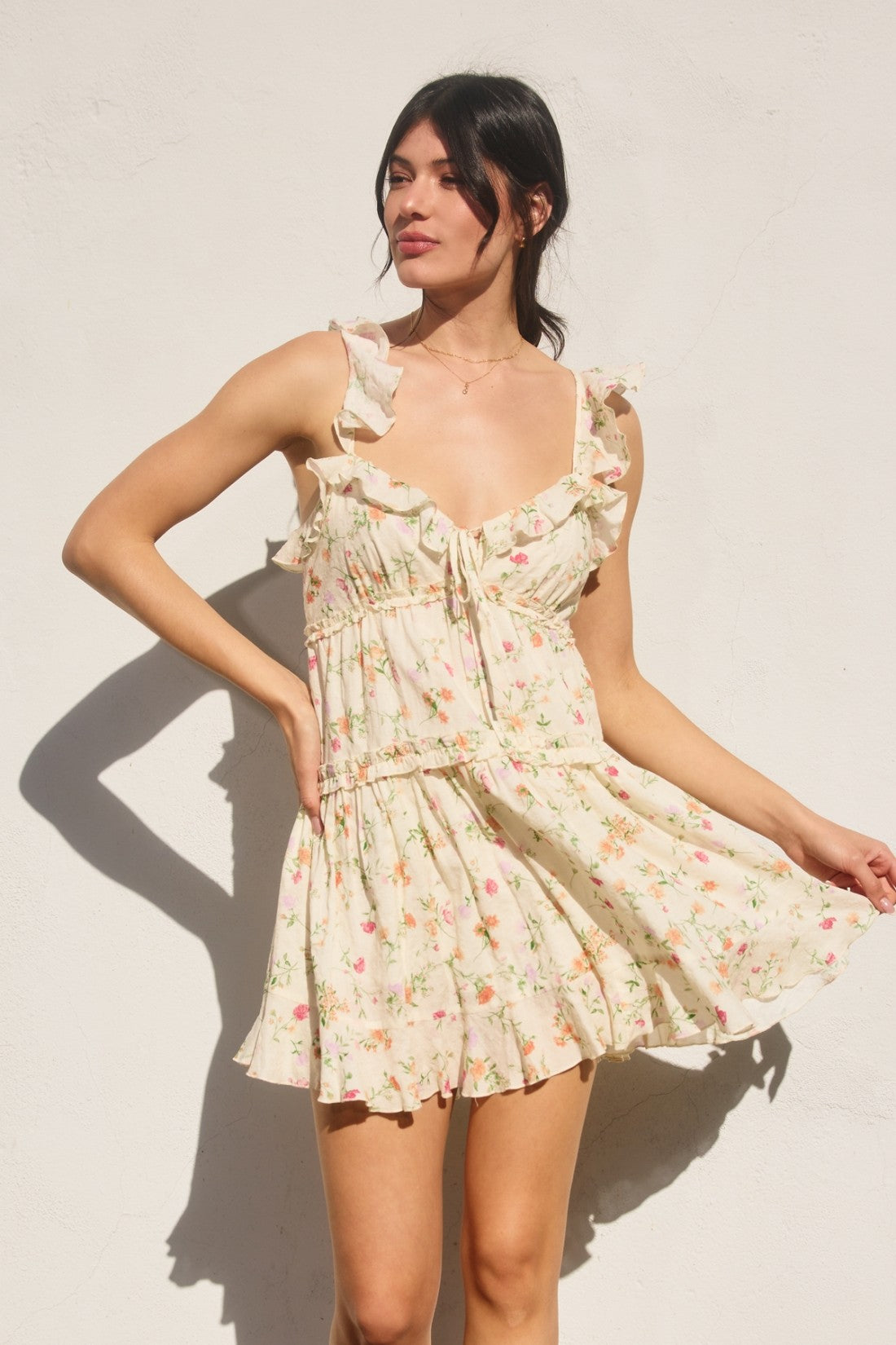 honey butter tiered mini dress