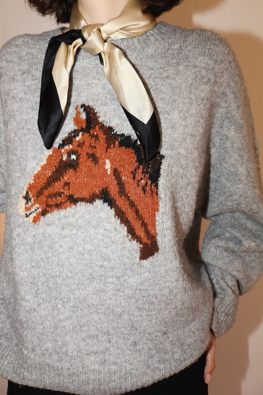 horse graphic knit sweater