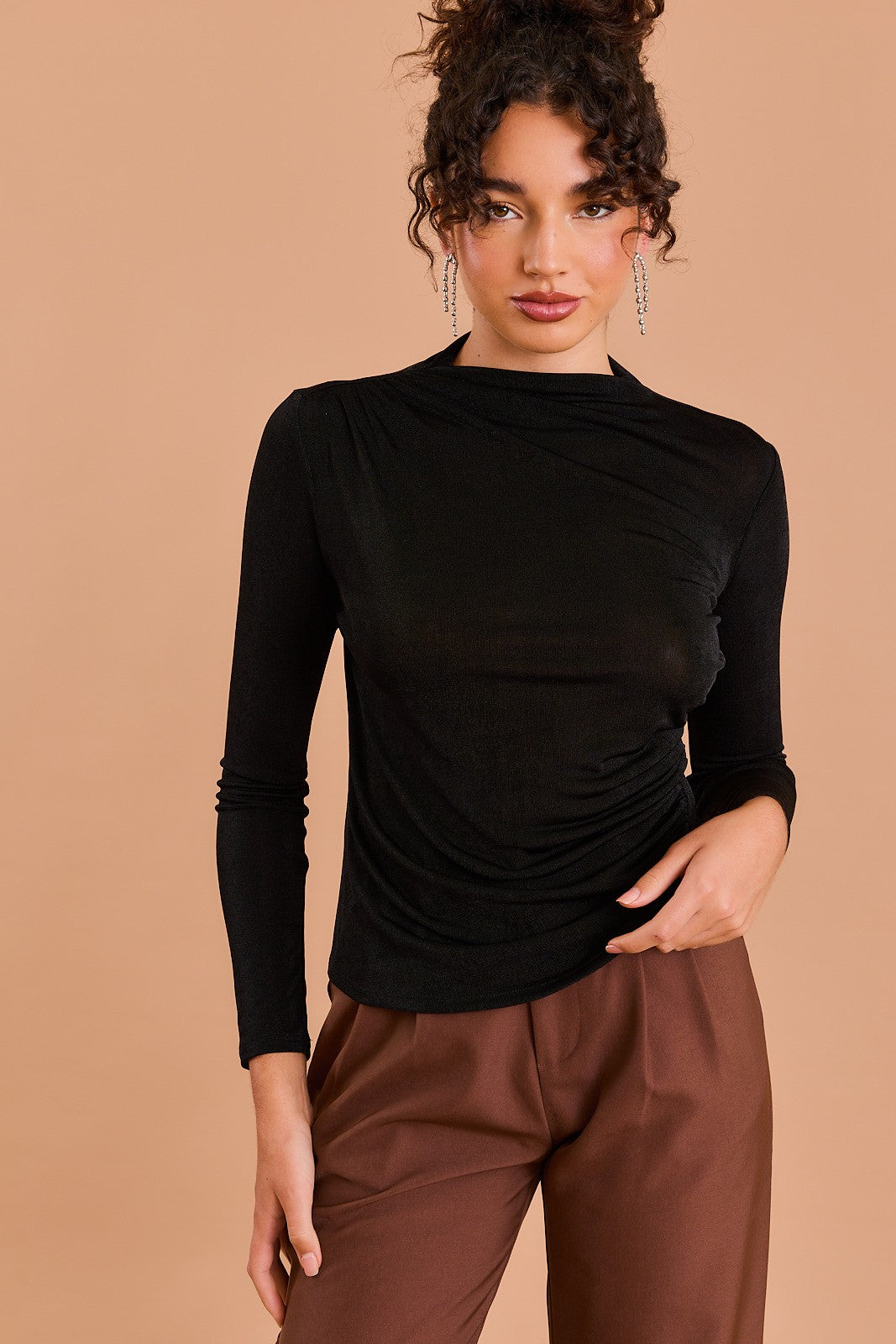 into the night mock neck top